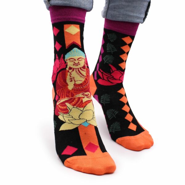 Hop Hare Bamboo Socks S/M - Pink Buddha & Lotus  - Image 5