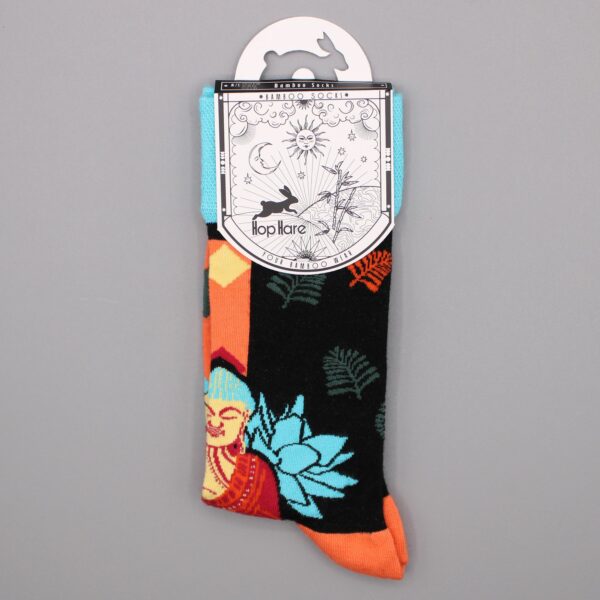 Hop Hare Bamboo Socks S/M - Blue Buddha & Lotus  - Image 4