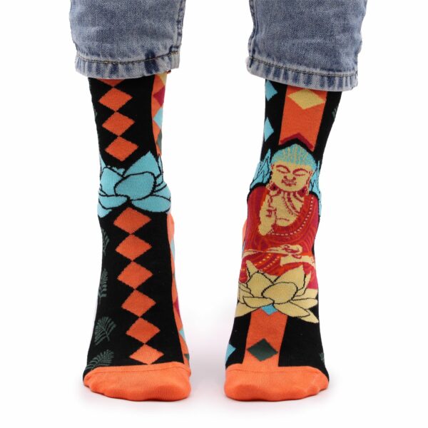 Hop Hare Bamboo Socks S/M - Blue Buddha & Lotus  - Image 6