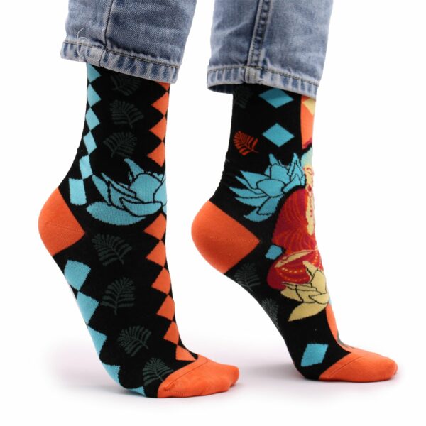 Hop Hare Bamboo Socks S/M - Blue Buddha & Lotus  - Image 7