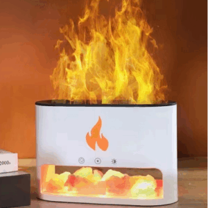 White Blaze Aroma Diffuser - Himalayan Salt Chamber - USB-C - Flame Effect (Salt included)