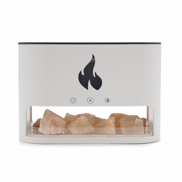 White Blaze Aroma Diffuser - Himalayan Salt Chamber - USB-C - Flame Effect (Salt included) - Image 3