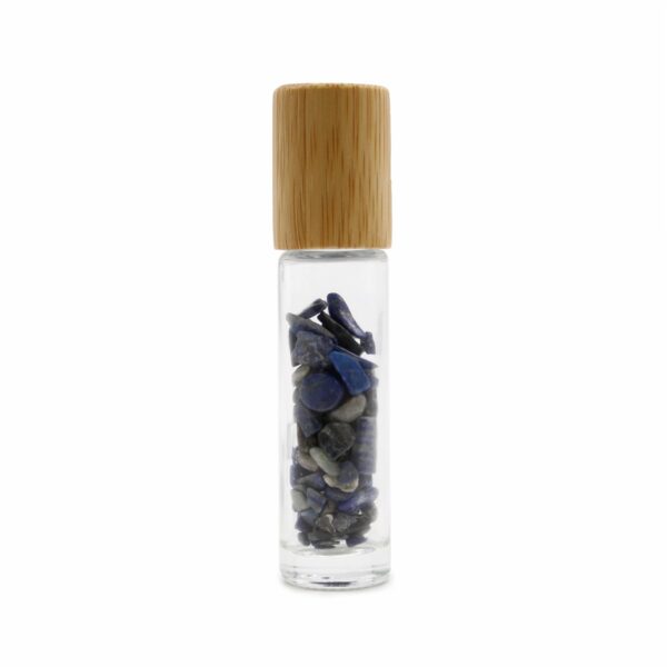 Gemstone Essential Oil Roller Bottle - Sodalite  - Wooden Cap - Image 2