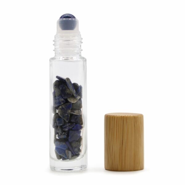 Gemstone Essential Oil Roller Bottle - Sodalite  - Wooden Cap - Image 4