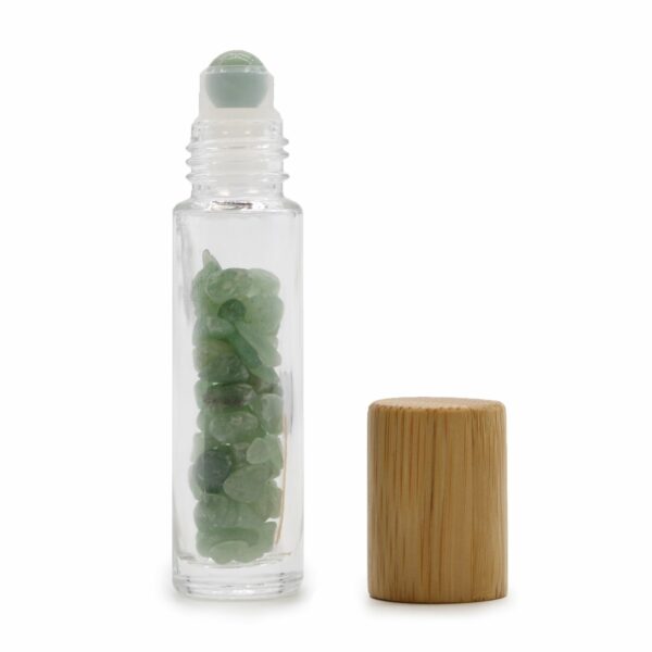 Gemstone Essential Oil Roller Bottle - Aventurine - Wooden Cap - Image 3