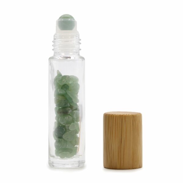Gemstone Essential Oil Roller Bottle - Aventurine - Wooden Cap - Image 4