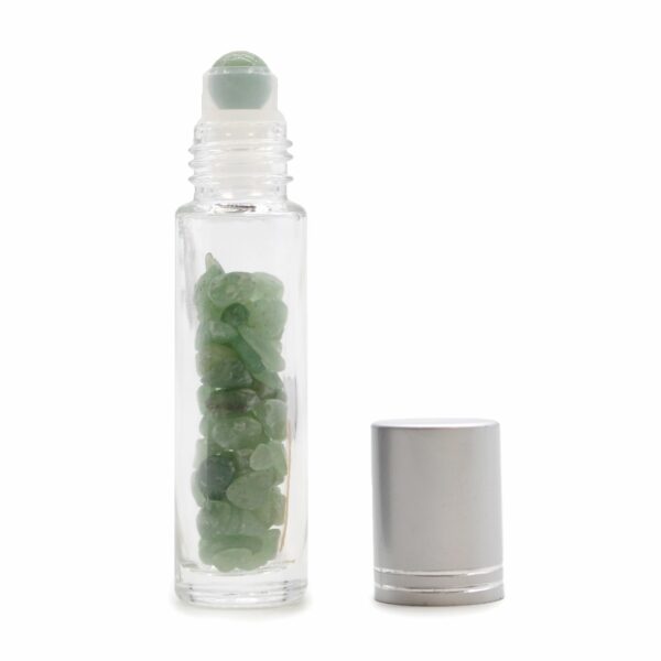 Gemstone Essential Oil Roller Bottle - Aventurine - Silver Cap - Image 2