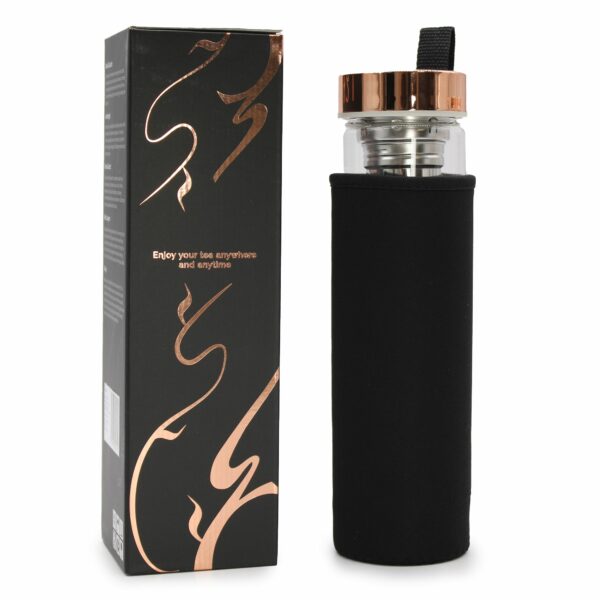 Crystal Glass Tea Infuser Bottle - Rose Gold - Red Jasper - Image 6