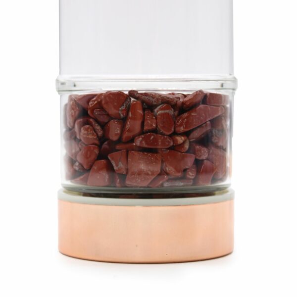 Crystal Glass Tea Infuser Bottle - Rose Gold - Red Jasper - Image 7
