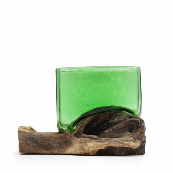 Recycled Beer Bottles - Square Bowl on Wood - Image 2