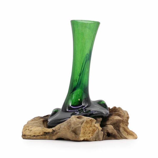 Recycled Beer Bottles - Flower Vase on Wood - Image 2