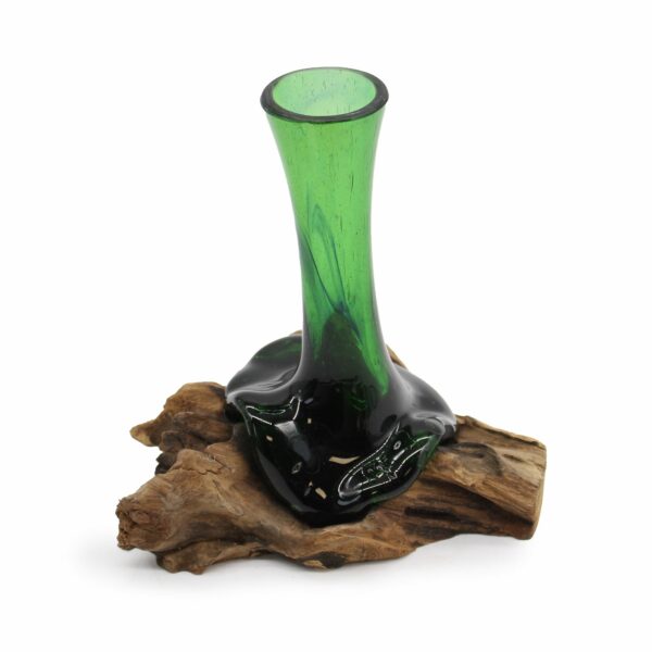 Recycled Beer Bottles - Flower Vase on Wood - Image 3