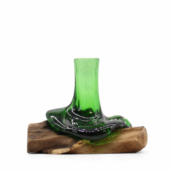 Recycled Beer Bottles - Mini Flower Vase on Wood - Image 2