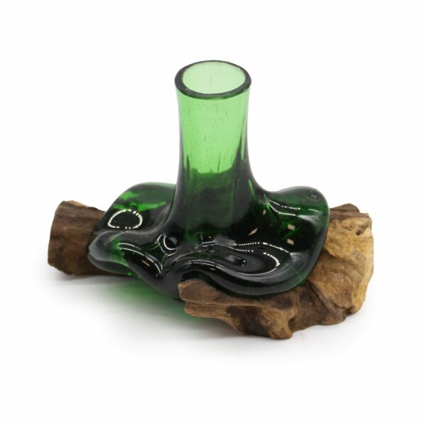 Recycled Beer Bottles - Mini Flower Vase on Wood - Image 3