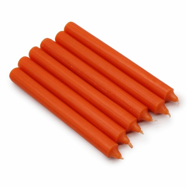 Solid Colour Dinner Candles - Rustic Orange - Pack of 5 - Image 3