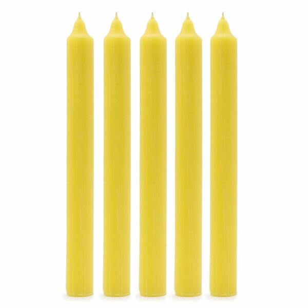 Solid Colour Dinner Candles - Rustic Lemon - Pack of 5