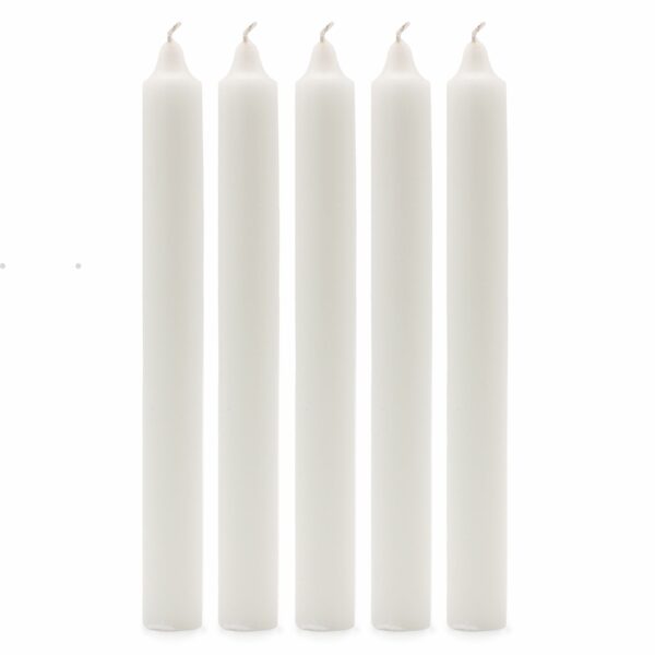 Solid Colour Dinner Candles - Rustic White - Pack of 5 - Image 2