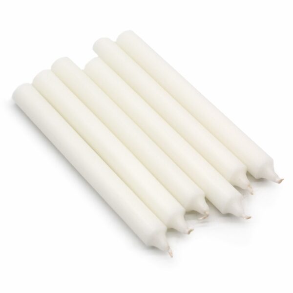 Solid Colour Dinner Candles - Rustic White - Pack of 5 - Image 3