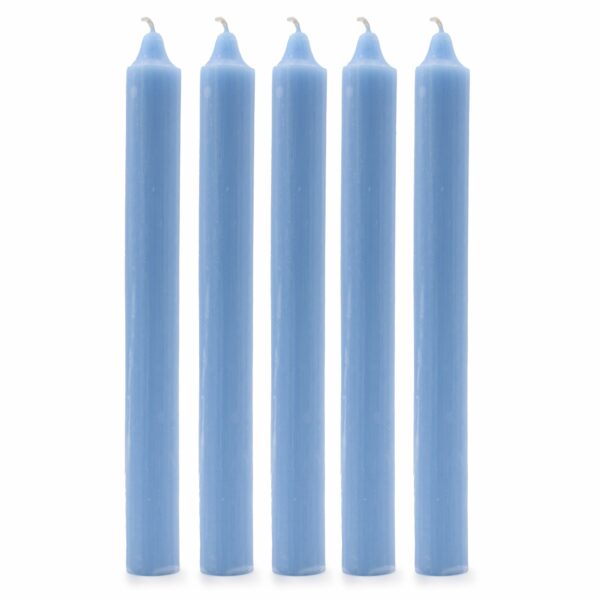 Solid Colour Dinner Candles - Rustic Sea Blue - Pack of 5 - Image 2