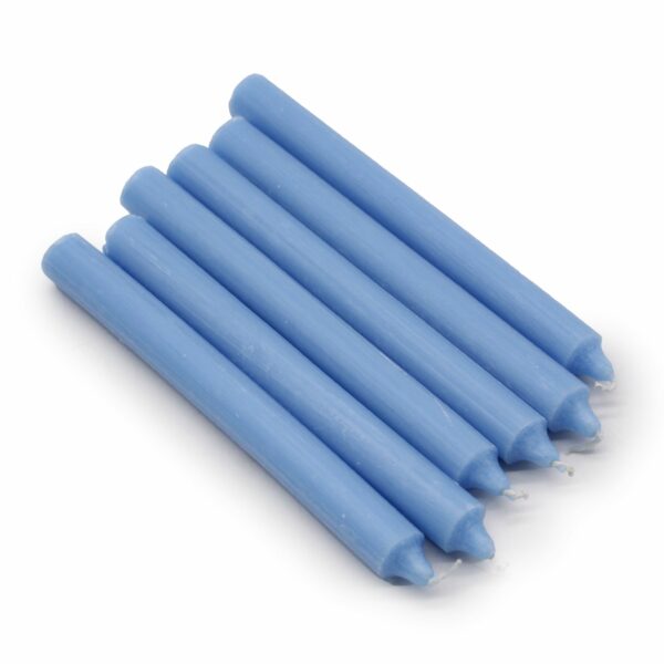 Solid Colour Dinner Candles - Rustic Sea Blue - Pack of 5 - Image 3