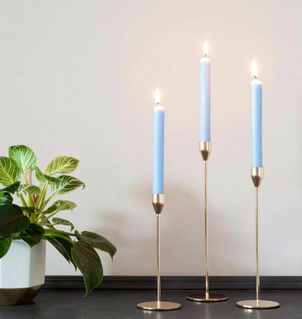 Solid Colour Dinner Candles - Rustic Sea Blue - Pack of 5 - Image 4
