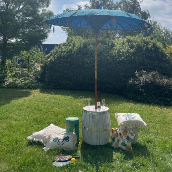 Bali Patio Parasol - Cotton - Turquoise Decor - 2m - Image 2