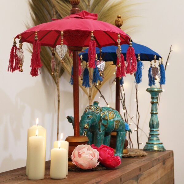 Bali Home Decor Parasol - Cotton - Pink- 40cm - Image 3