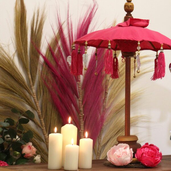 Bali Home Decor Parasol - Cotton - Pink- 40cm - Image 4