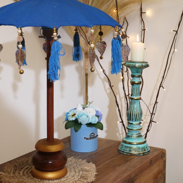 Bali Home Decor Parasol - Cotton - Turquoise- 40cm - Image 3