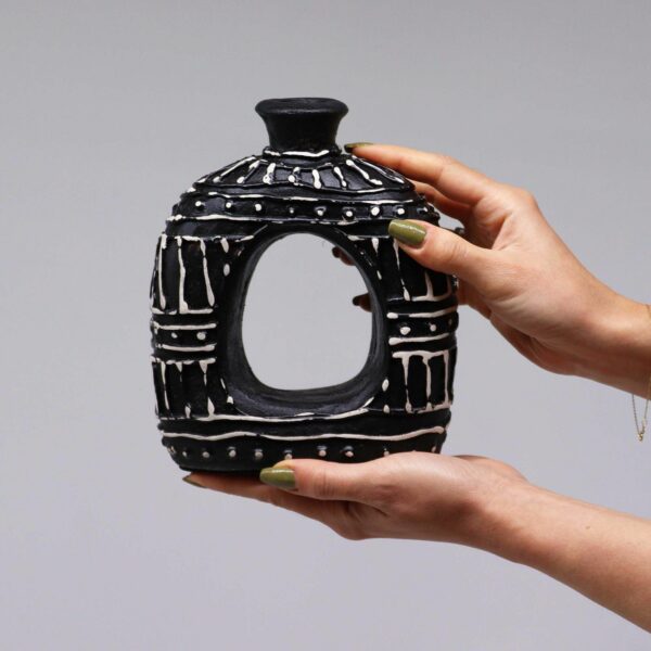 Oval Donut Shaped Vase - Chocolate 18cm - Image 3