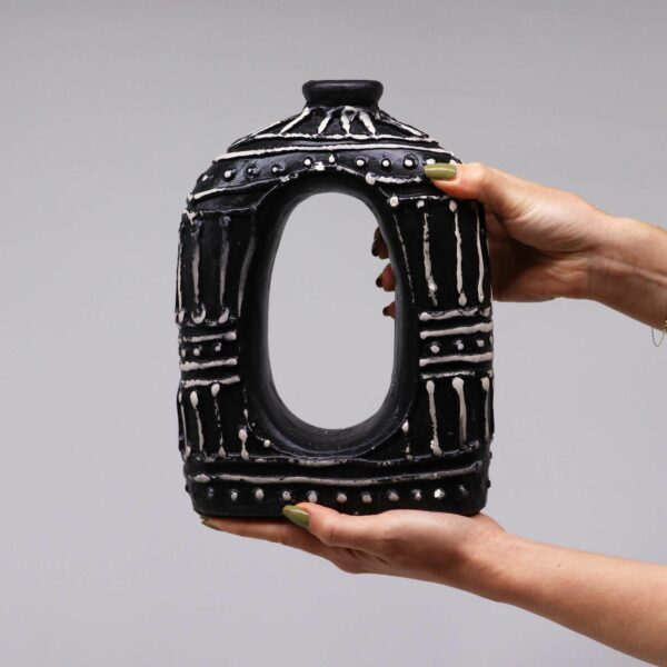 Oval Donut Shaped Vase - Chocolate 23cm - Image 3