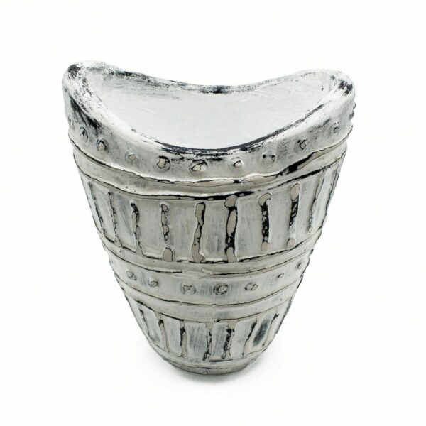 Wide Neck Shaped Vase - Cream 22cm - Image 2