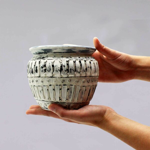 Greek Clay Plant Pot  - Cream 12cm - Image 2