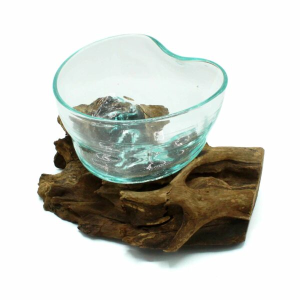 Molten Glass Arfully Misshapen Bowl on Wood - Image 2