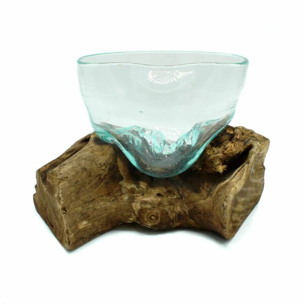 Molten Glass Arfully Misshapen Bowl on Wood - Image 3