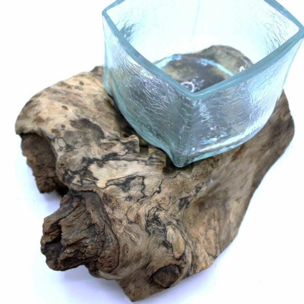 Molten Crackled Glass Tank on Wood - Image 3