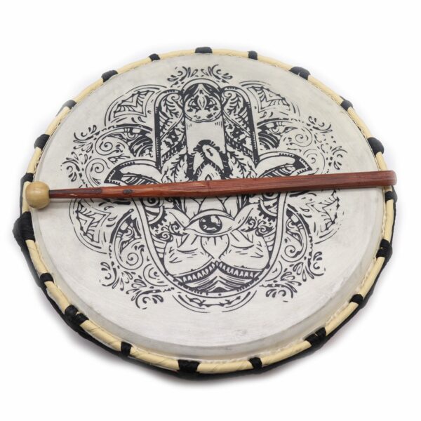 Hamsa Shamanic Drum with Two Sticks - 30cm - Image 5