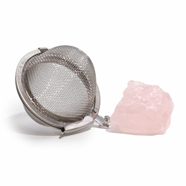 Raw Crystal Gemstone Tea Strainer - Rose Quartz - Image 6