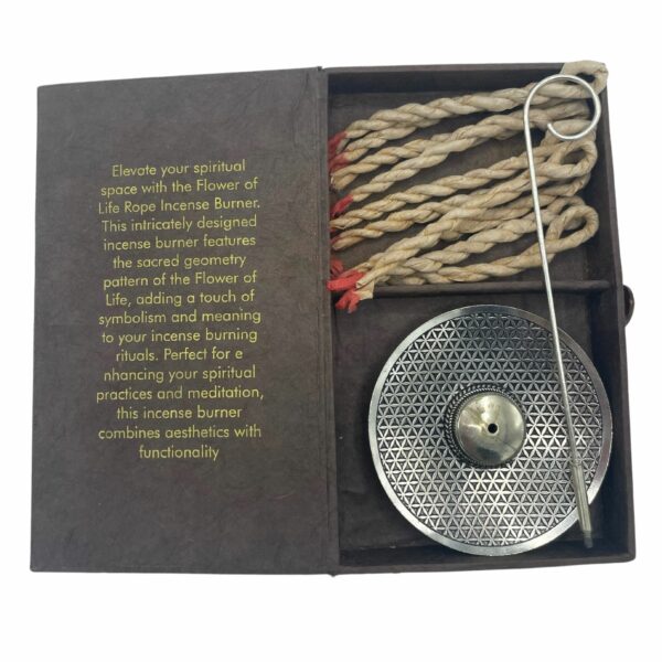 Rope Incense and Silver Plated Holder Set - Flower of Life - Image 6