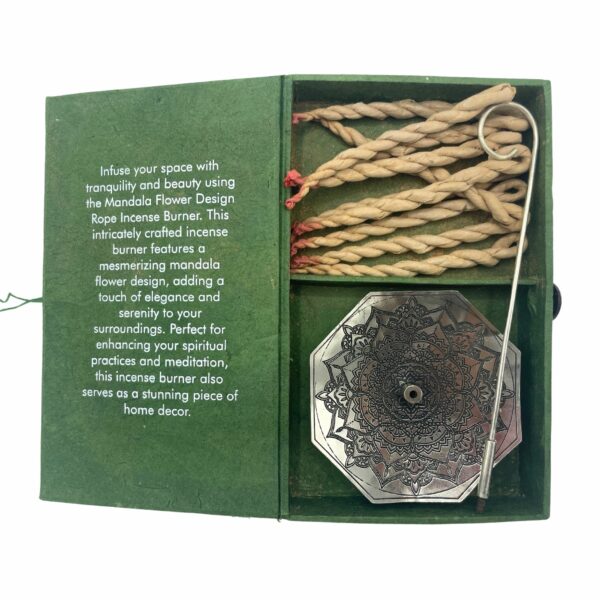Rope Incense and Silver Plated Holder Set - Mandala Flower - Image 5