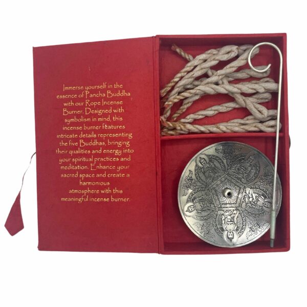 Rope Incense and Silver Plated Holder Set - Pancha Buddha - Image 5