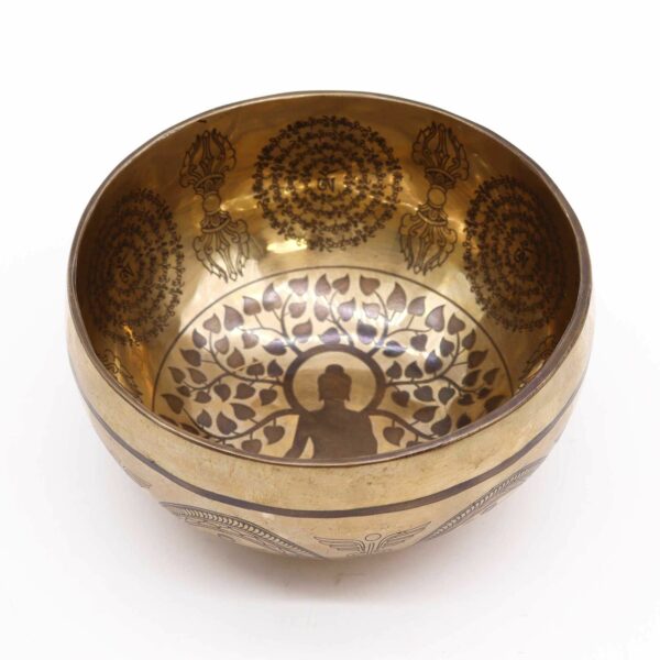 Tibetan Healing Engraved Bowl - 16cm - Bodhi Tree Buddha - Image 2