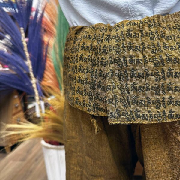 Yoga and Festival Pants - Thai Fisherman  Mandala Mantra on Orange - Image 6