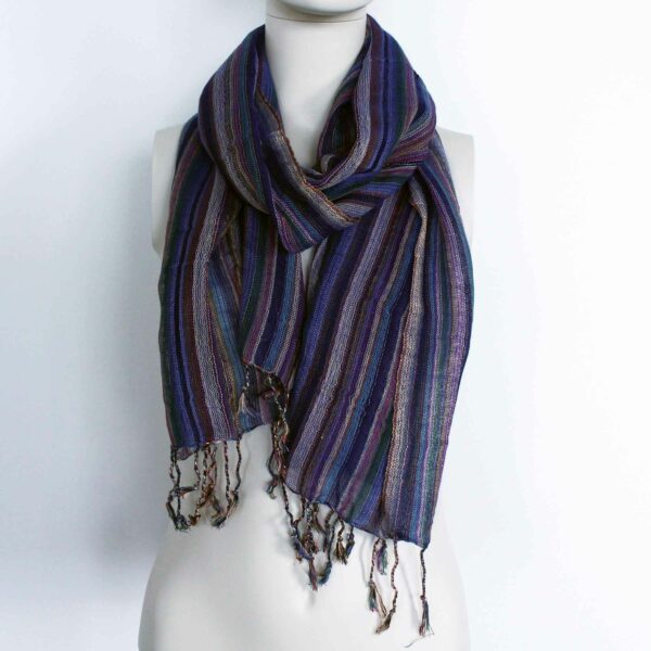 Indian Boho Scarves - 22x72cm - Random Colours With Gold Thread - Image 2