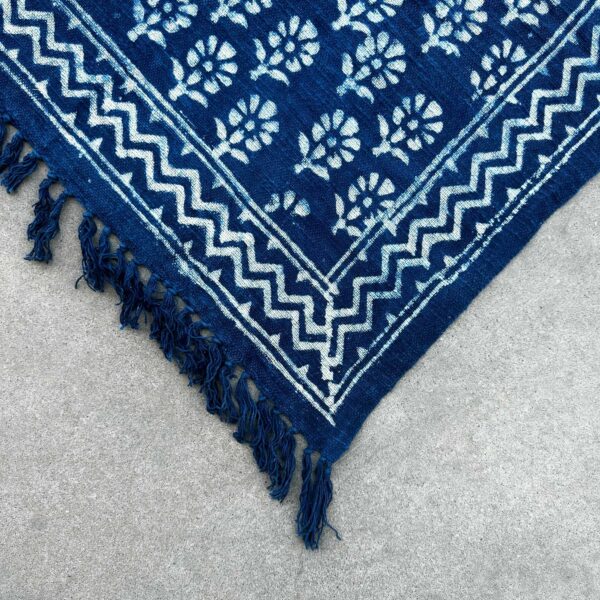 Handmade Indigo Throw - 170x120cm - Chhota Flower - Image 3