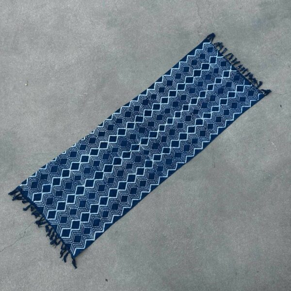 Handmade Indigo Runner - 170x60cm - Heerak Patern - Image 4