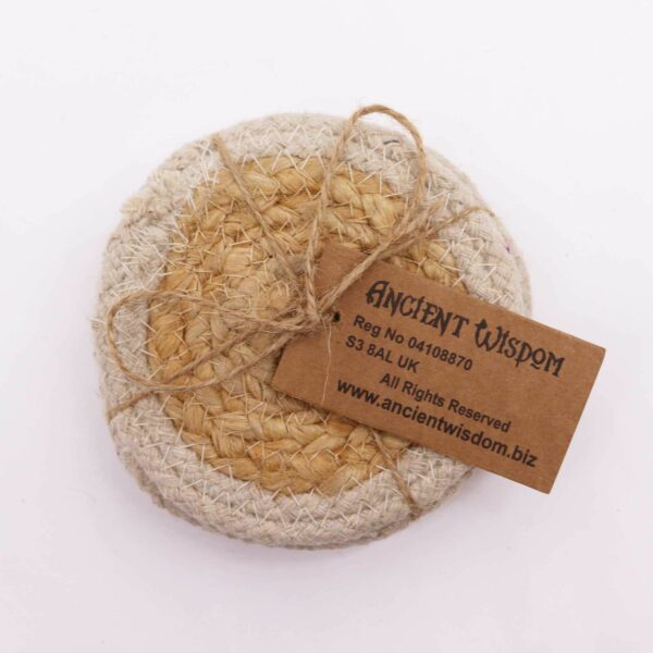 Natural Coaster - Jute & Cotton 10cm  (set of 4) - Ivory Boarder - Image 2