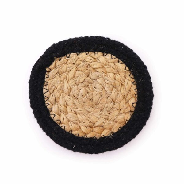 Natural Coaster - Jute & Cotton 10cm  (set of 6) Mixed colours in basket - Image 4