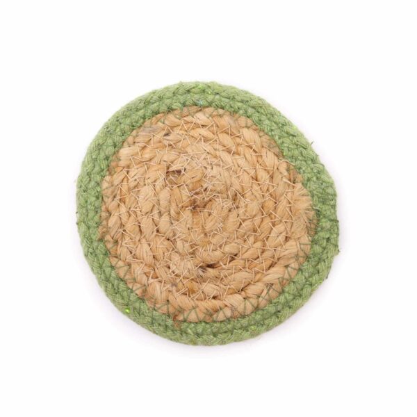 Natural Coaster - Jute & Cotton 10cm  (set of 6) Mixed colours in basket - Image 5