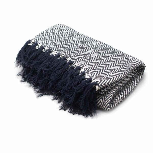 Boho Comfort Throws - 125x150cm - Navy Zigzag - Image 2